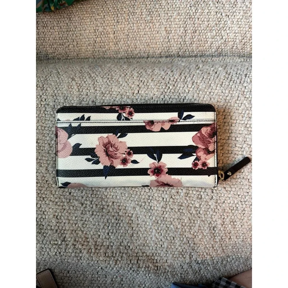 Kate Spade Floral Stripe Zip-Around Wallet